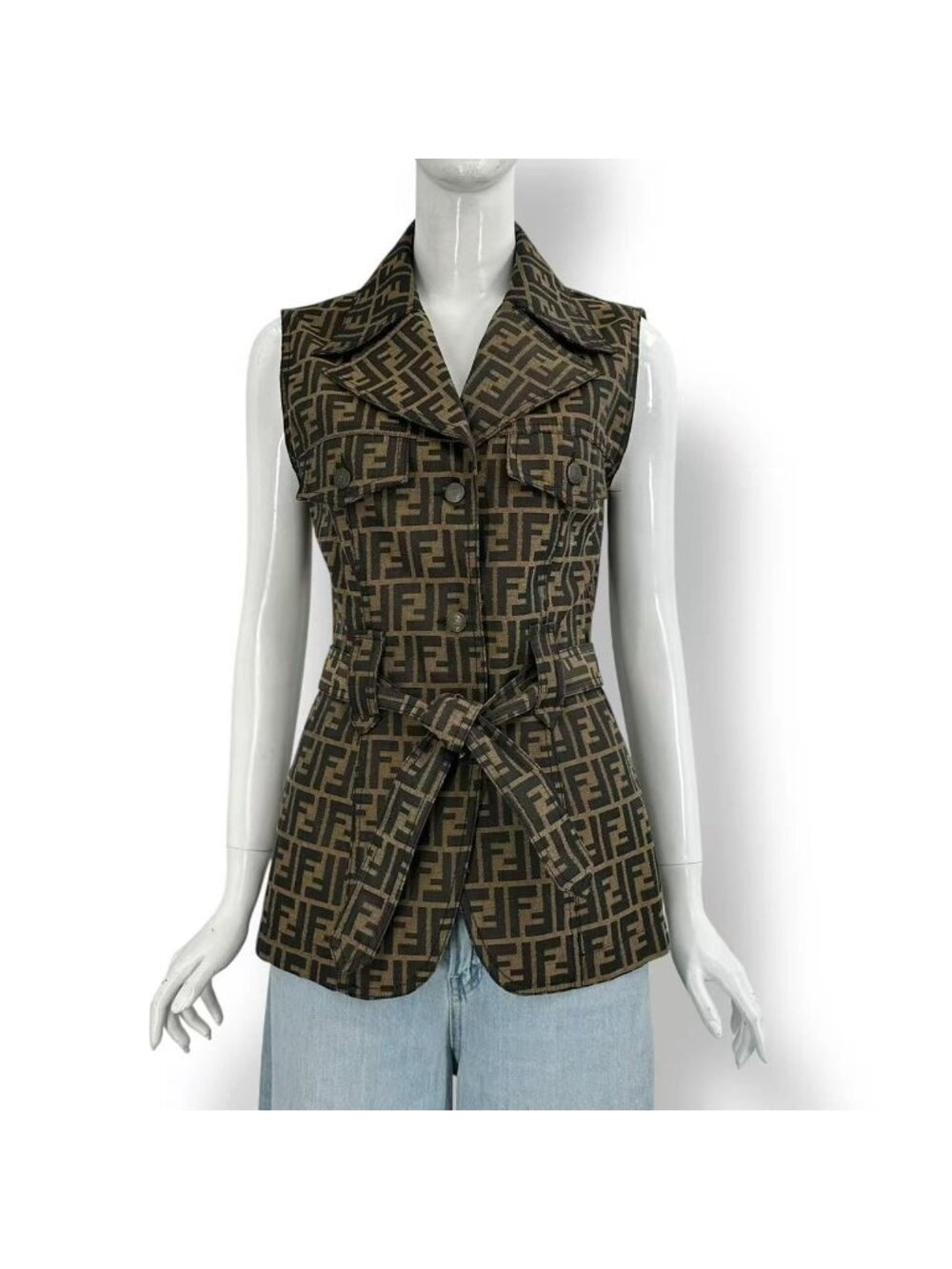 Fendi Zucca Pattern Vest Brown 42